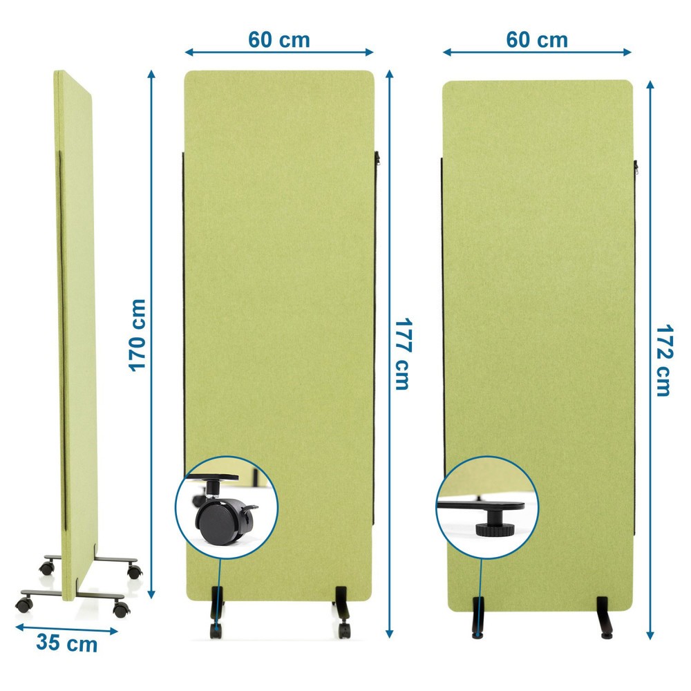 Numéro de l'image du produit 5: Système de parois de séparation mobiles acoustiques hjh OFFICE FLEXMIUT, lot de 2, vert