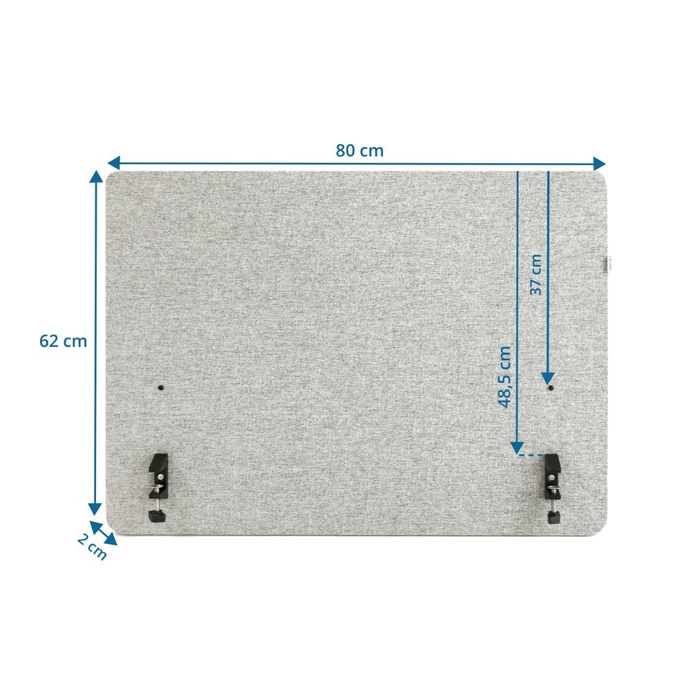 Numéro de l'image du produit 5: Paroi de séparation acoustique de bureau hjh FLEXMIUT D SIDE D 80 cm, gris clair