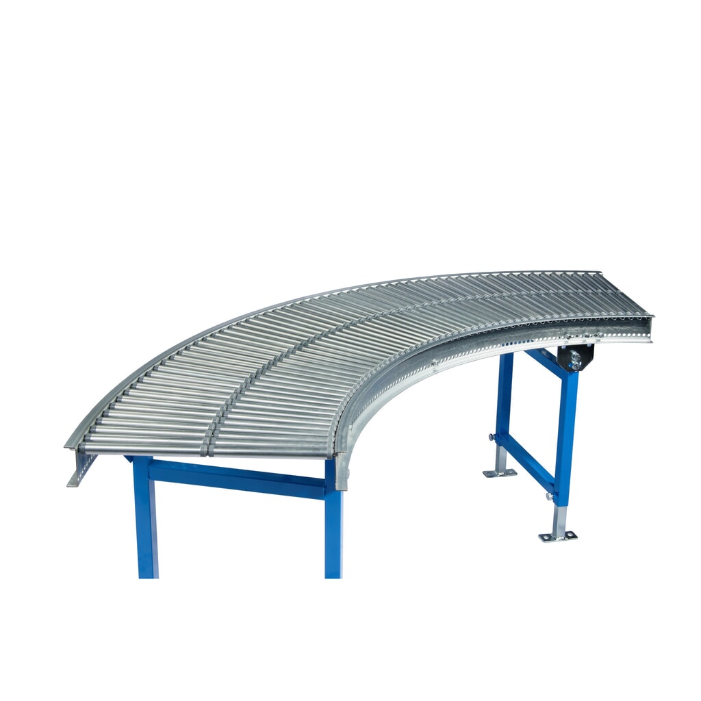 Illustration du produit: Convoyeur à rouleaux pour petites charges, rouleaux en acier, courbe de 45°, largeur de 300 mm, entraxe : 25 mm