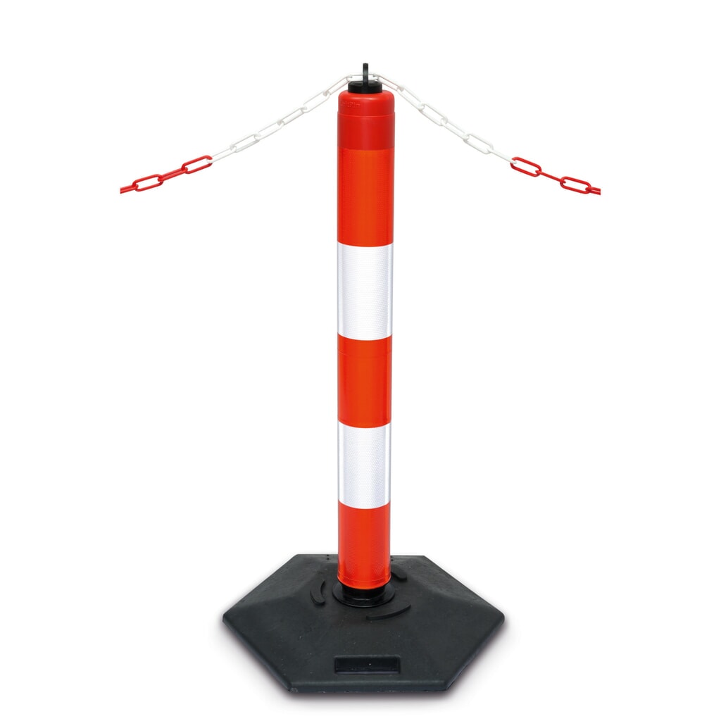 Illustration du produit: Potelet de délimitation avec capuchon à anneau, rouge/blanc réfléchissant