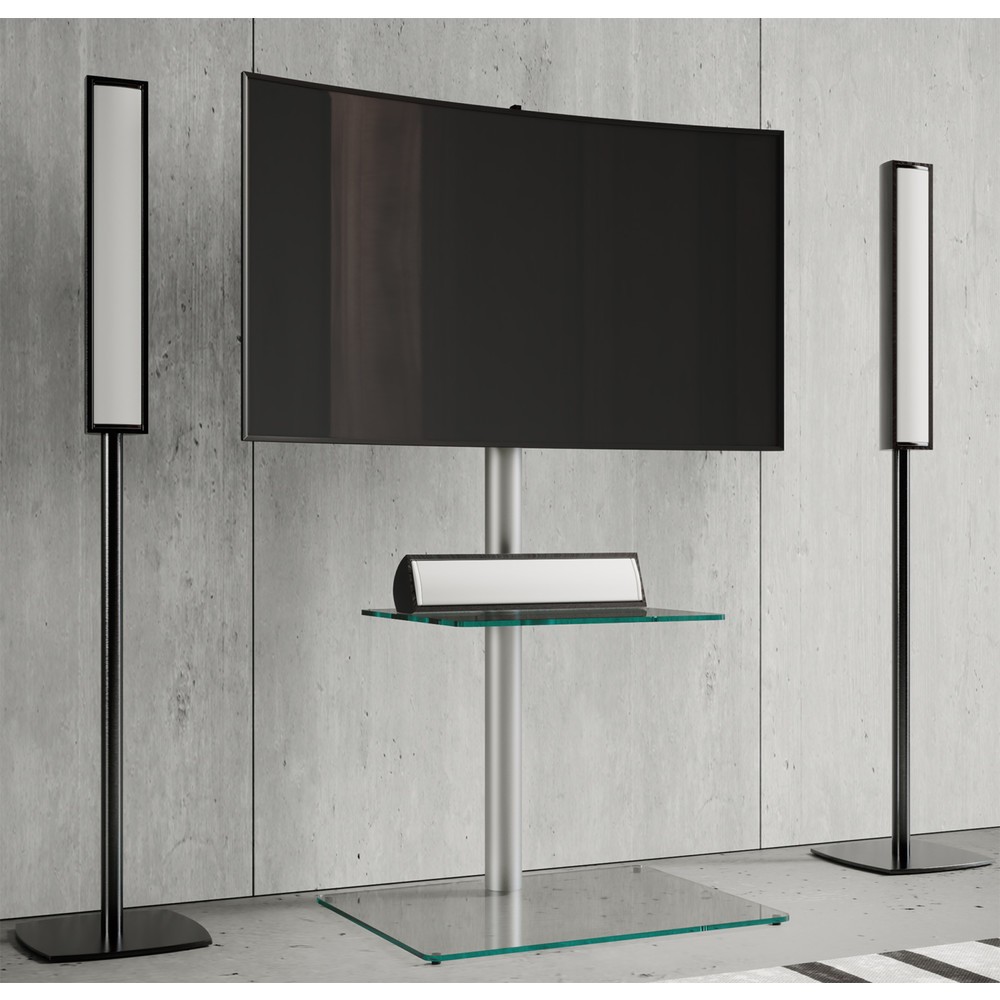 Numéro de l'image du produit 2: Pied TV Alani avec plateau intermédiaire, couleur argent