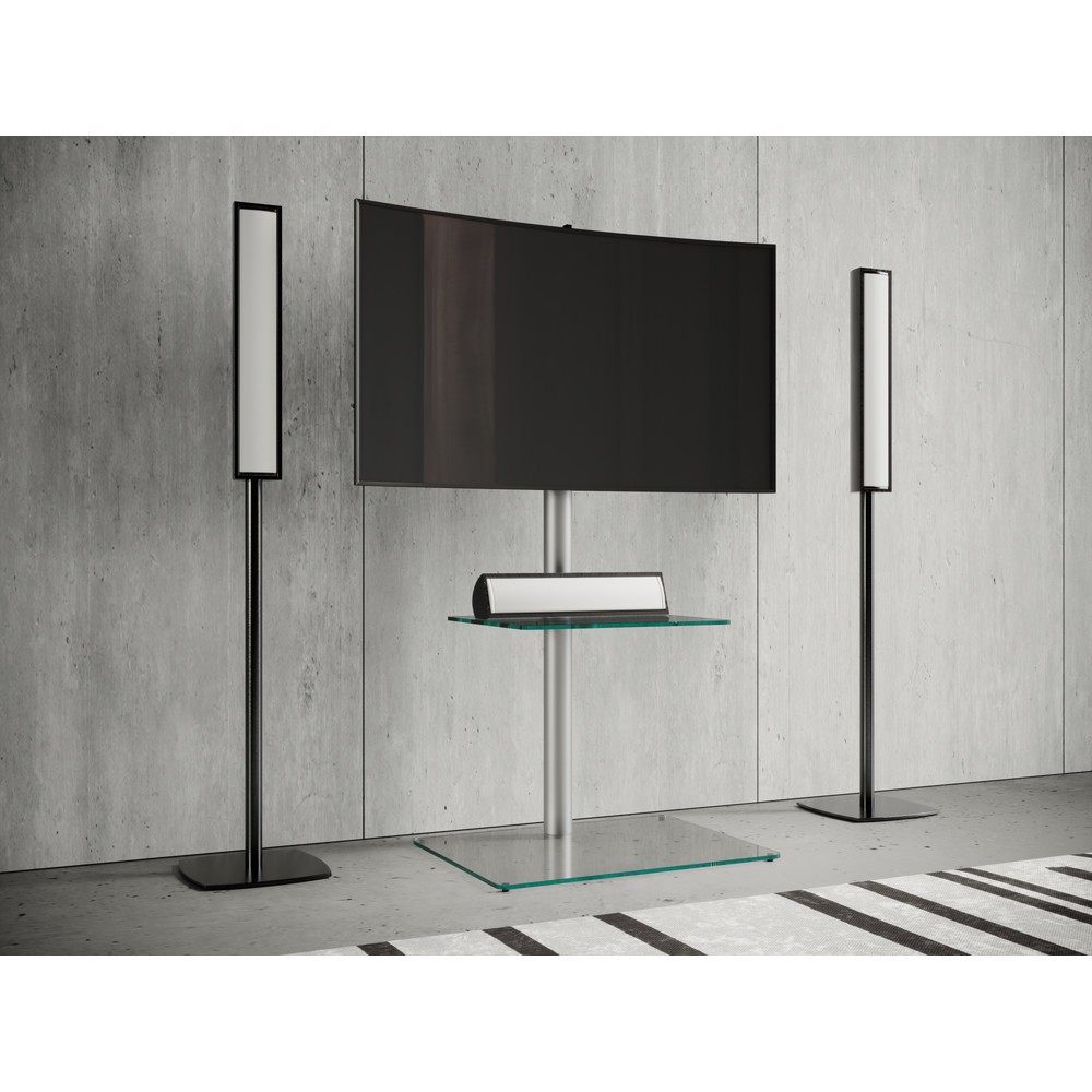 Numéro de l'image du produit 3: Pied TV Alani avec plateau intermédiaire, couleur argent