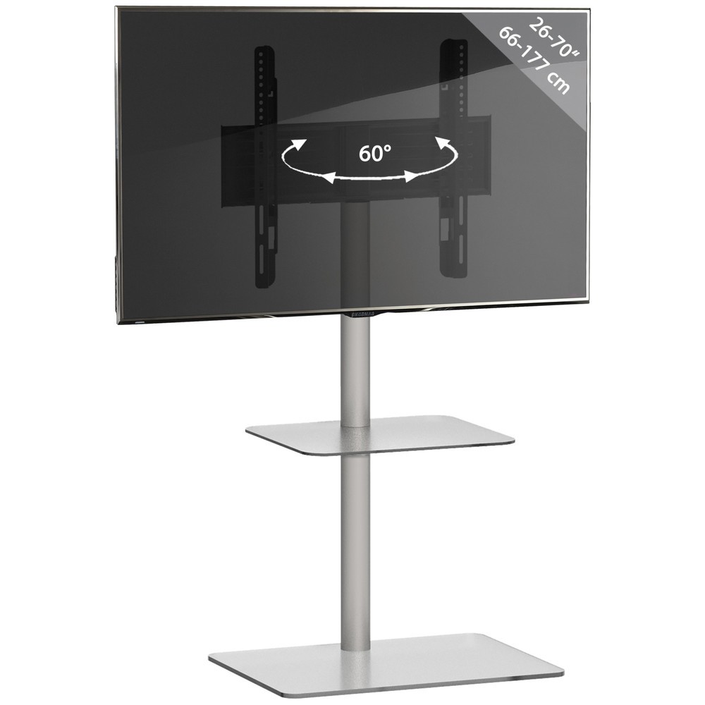 Numéro de l'image du produit 4: Pied TV Alani avec plateau intermédiaire, couleur argent