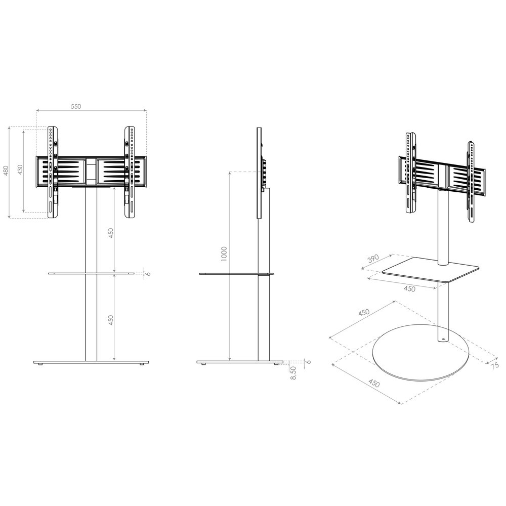 Numéro de l'image du produit 5: Pied TV Cirla avec plateau intermédiaire, blanc