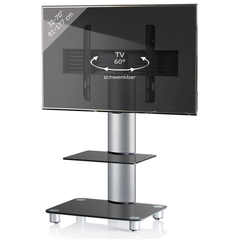 Numéro de l'image du produit 3: Pied TV Tosal avec plateau intermédiaire, couleur argent