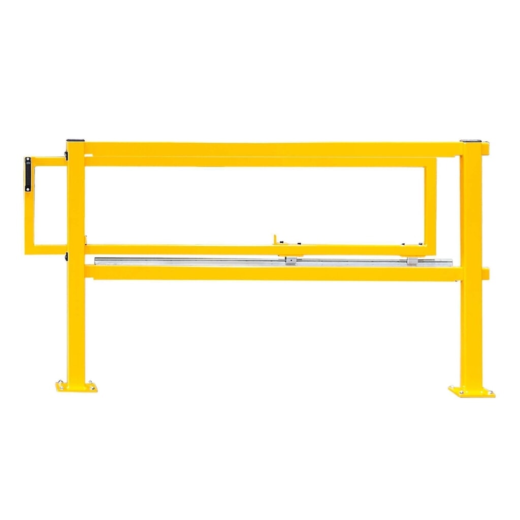 Illustration du produit: Porte coulissante MORAVIA pour rambarde de protection BLACK PULL, S-Line, jaune, à cheviller au sol avec une plaque de fond
