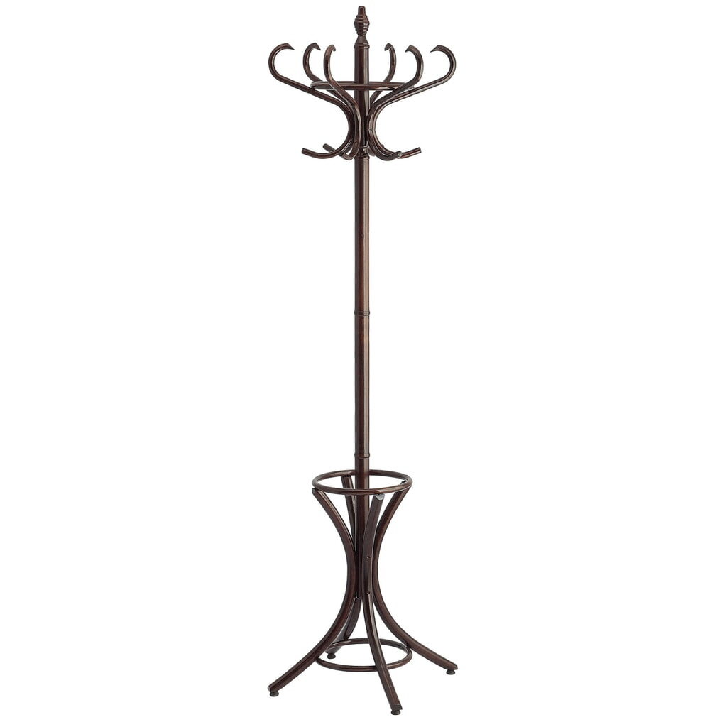 Portemanteau Bistro, sur pied, en bois, 12 crochets, marron Illustration du produit: Portemanteau Bistro, sur pied, en bois, 12 crochets, marron