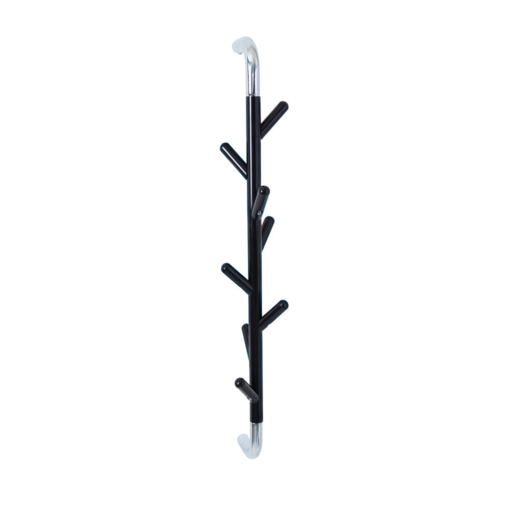 Portemanteau mural Linair, à visser, 8 crochets, chromé, noir N° de l'image du produit 1 : Portemanteau mural Linair, à visser, 8 crochets, chromé, noir
