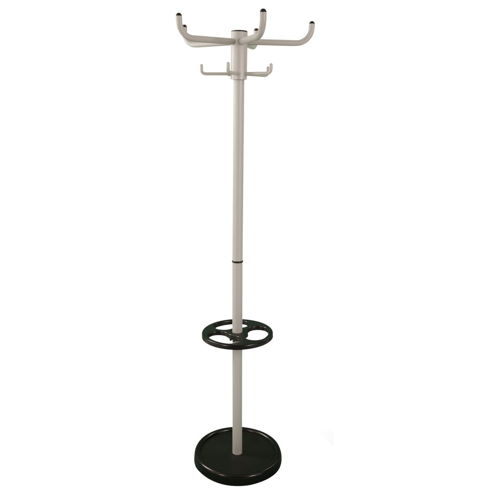 Portemanteau, sur pied, 10 crochets, avec porte-parapluie, gris, noir N° de l'image du produit 1 : Portemanteau, sur pied, 10 crochets, avec porte-parapluie, gris, noir