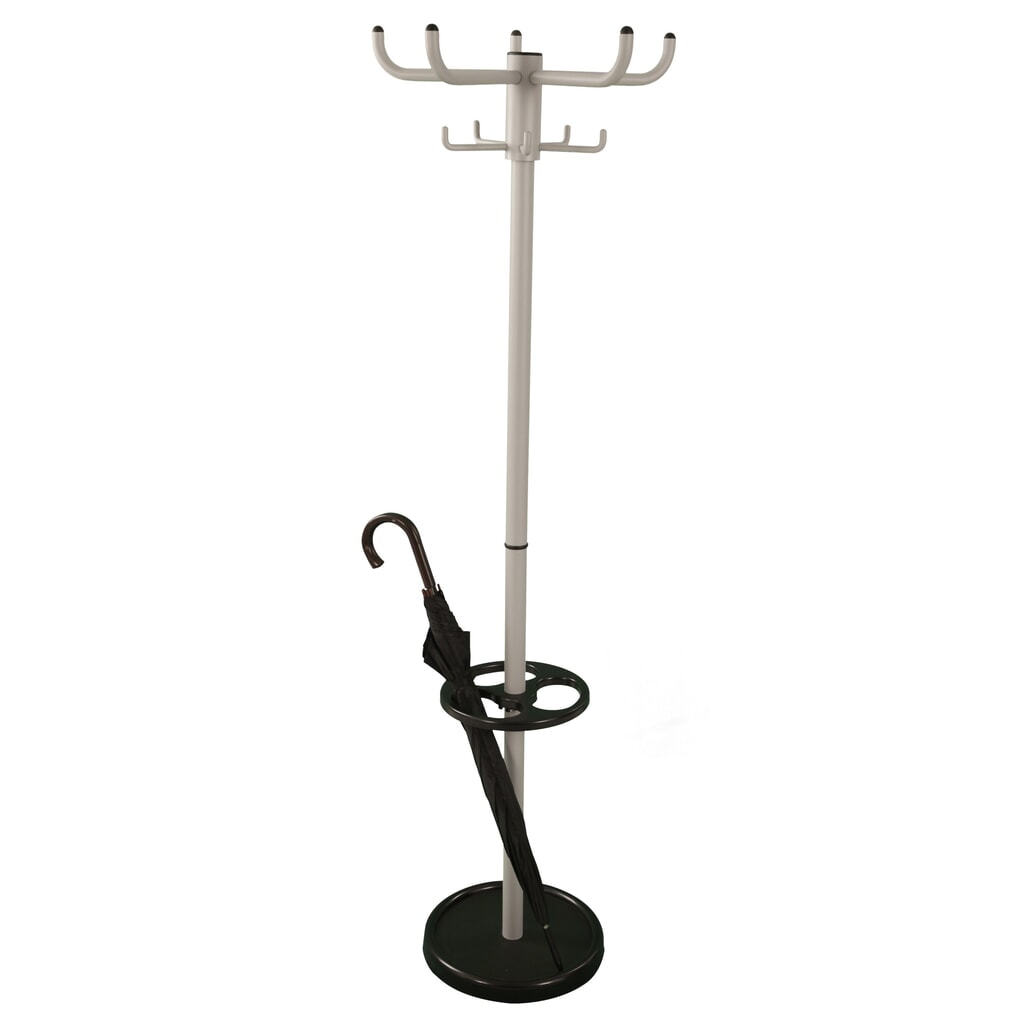 Portemanteau, sur pied, 10 crochets, avec porte-parapluie, gris, noir N° de l'image du produit 5 : Portemanteau, sur pied, 10 crochets, avec porte-parapluie, gris, noir