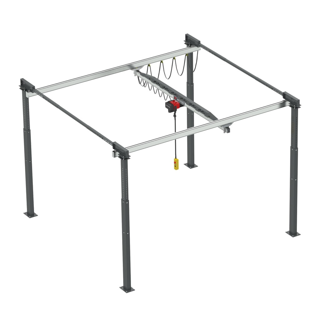 Portique de levage birail VETTER® ErgoLine®, portée 2 420 mm, capacité de charge 125 kg N° de l'image du produit 1 : Portique de levage birail VETTER® ErgoLine®, portée 2 420 mm, capacité de charge 125 kg