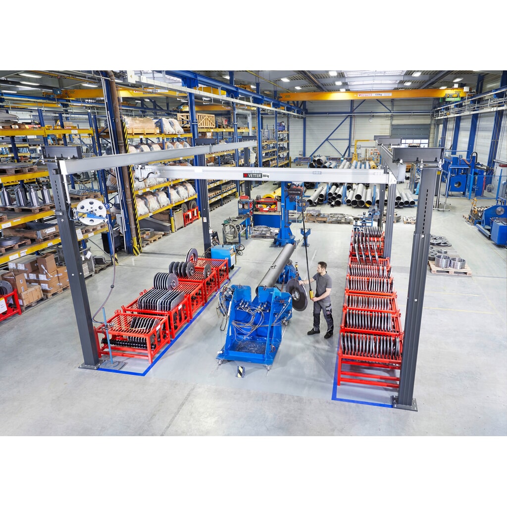 Portique de levage birail VETTER® ErgoLine®, portée 2 420 mm, capacité de charge 125 kg N° de l'image du produit 3 : Portique de levage birail VETTER® ErgoLine®, portée 2 420 mm, capacité de charge 125 kg