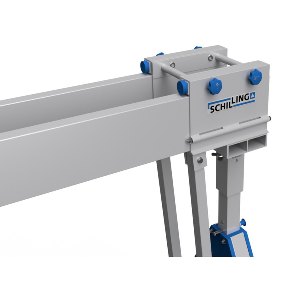 N° de l'image du produit 3 : Portique de levage SCHILLING en aluminium avec double traverse divisible, mobile, point d'accrochage 2 562-3 412 mm, longueur 6 000 mm, capacité de charge 1 000 kg