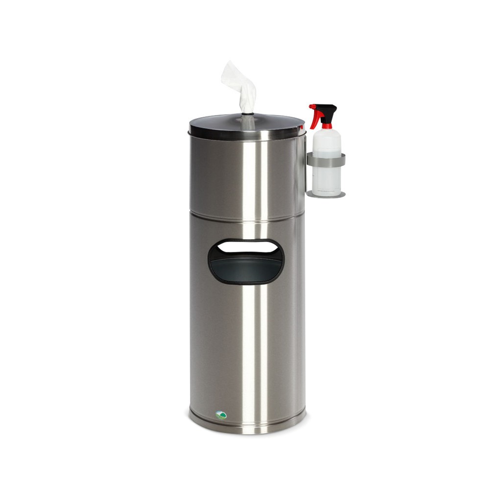 Illustration du produit: Poste de désinfection VAR®, pour essuie-mains en papier, avec porte-flacon et insert intérieur, acier inoxydable