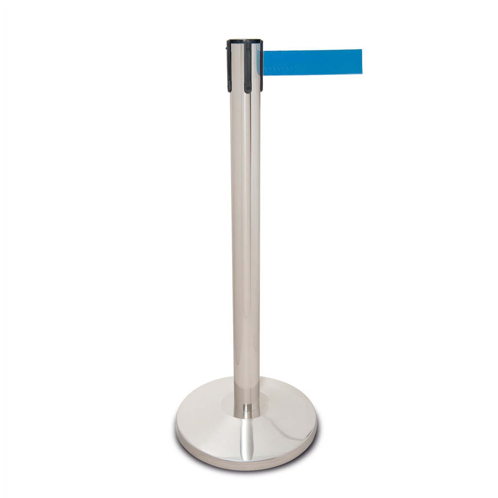 Illustration du produit: Poteau à sangle MORAVIA MORION en acier inoxydable, longueur de sangle 2,5 m, bleu