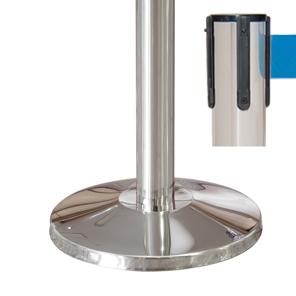 Poteau à sangle MORAVIA MORION en acier inoxydable, longueur de sangle 2,5 m, bleu N° de l'image du produit 2 : Poteau à sangle MORAVIA MORION en acier inoxydable, longueur de sangle 2,5 m, bleu