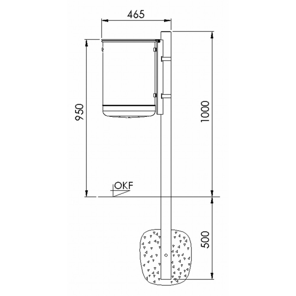 Numéro de l'image du produit 2: RENNER Poteau de fixation pour poubelle en acier, 50 litres, à bétonner, revêtu par poudrage