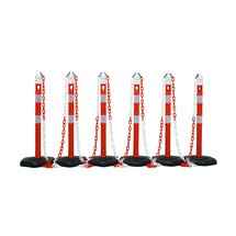 Numéro de l'image du produit 1: Potelet à chaîne en lot Premium, 6 potelets rouges/blancs, 5 chaînes de 3 m