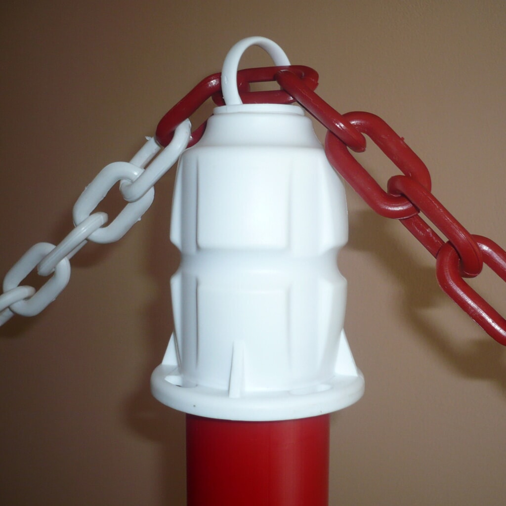 N° de l'image du produit 2 : Potelet à chaîne en lot Premium, intérieur, 4 potelets rouge