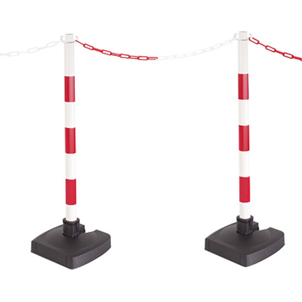 Potelet à chaîne avec pied pliable, rouge/blanc Illustration du produit: Potelet à chaîne avec pied pliable, rouge/blanc
