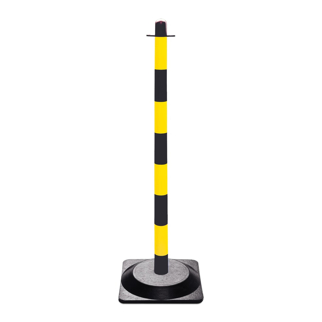 Potelet à chaîne simple, pied en caoutchouc rigide (carré), noir/jaune Illustration du produit: Potelet à chaîne simple, pied en caoutchouc rigide (carré), noir/jaune