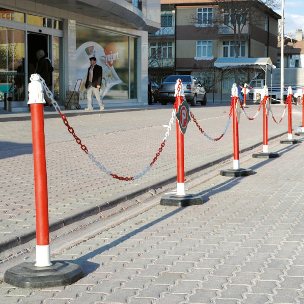 N° de l'image du produit 2 : Potelet d’avertissement à chaîne, Ø 63 mm, rouge