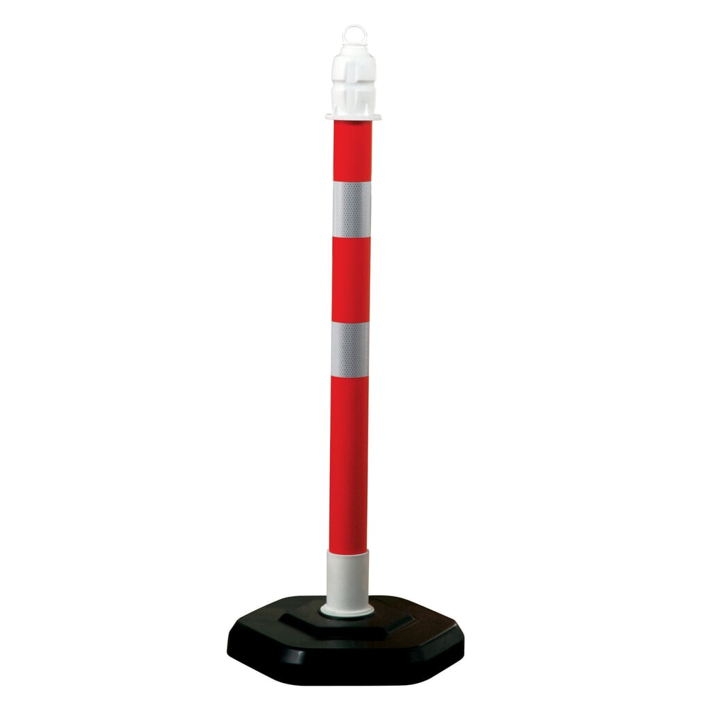 Potelet d’avertissement à chaîne, Ø 63 mm, rouge/rétro-réfléchissant Illustration du produit: Potelet d’avertissement à chaîne, Ø 63 mm, rouge/rétro-réfléchissant