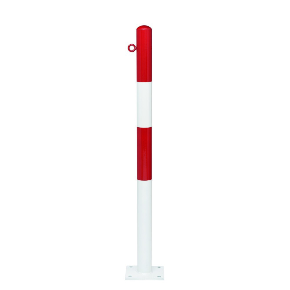 Numéro de l'image du produit 1: Potelet MORAVIA MORION, fixe, tube rond Ø 60 mm, galvanisé à chaud et laqué, à cheviller au sol, 1 œillet pour chaîne