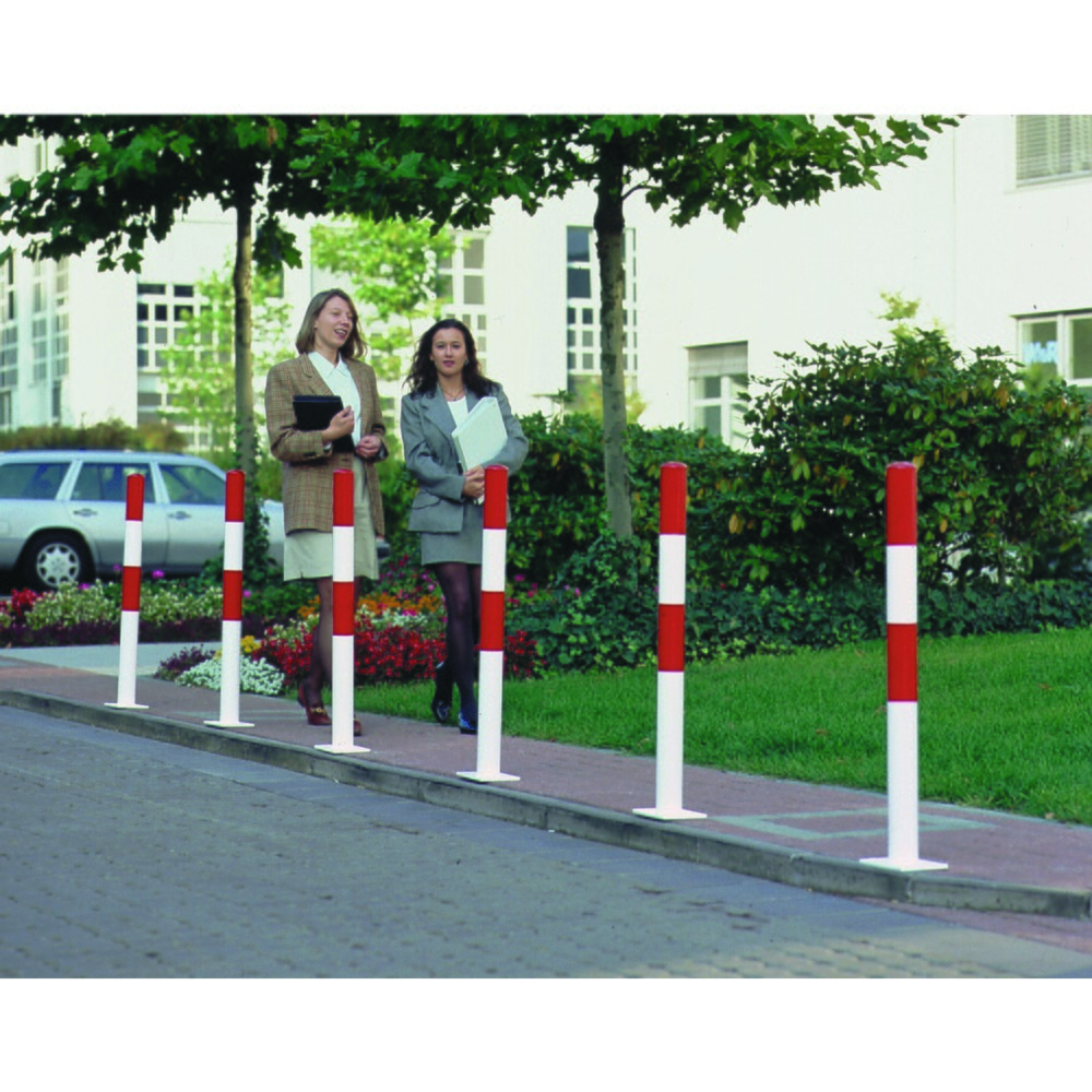 Numéro de l'image du produit 3: Potelet MORAVIA MORION, fixe, tube rond Ø 60 mm, galvanisé à chaud et laqué, à cheviller au sol, 2 œillets pour chaîne