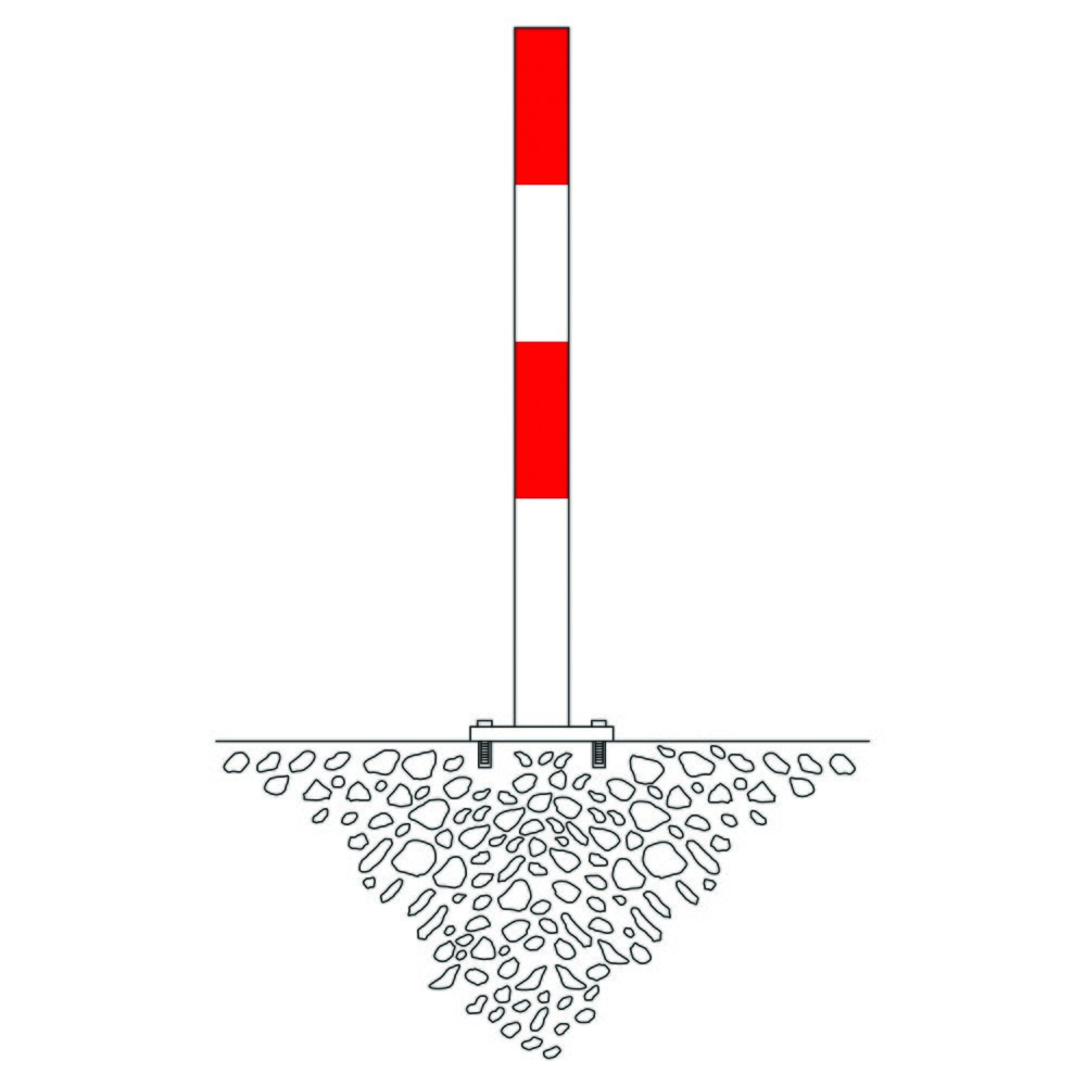 Numéro de l'image du produit 2: Potelet MORAVIA MORION, fixe, tube rond Ø 60 mm, galvanisé à chaud et laqué, à cheviller au sol, 2 œillets pour chaîne