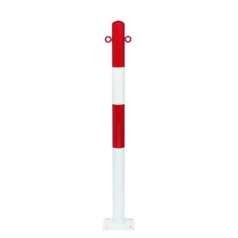 Numéro de l'image du produit 1: Potelet MORAVIA MORION, fixe, tube rond Ø 60 mm, galvanisé à chaud et laqué, à cheviller au sol, 2 œillets pour chaîne