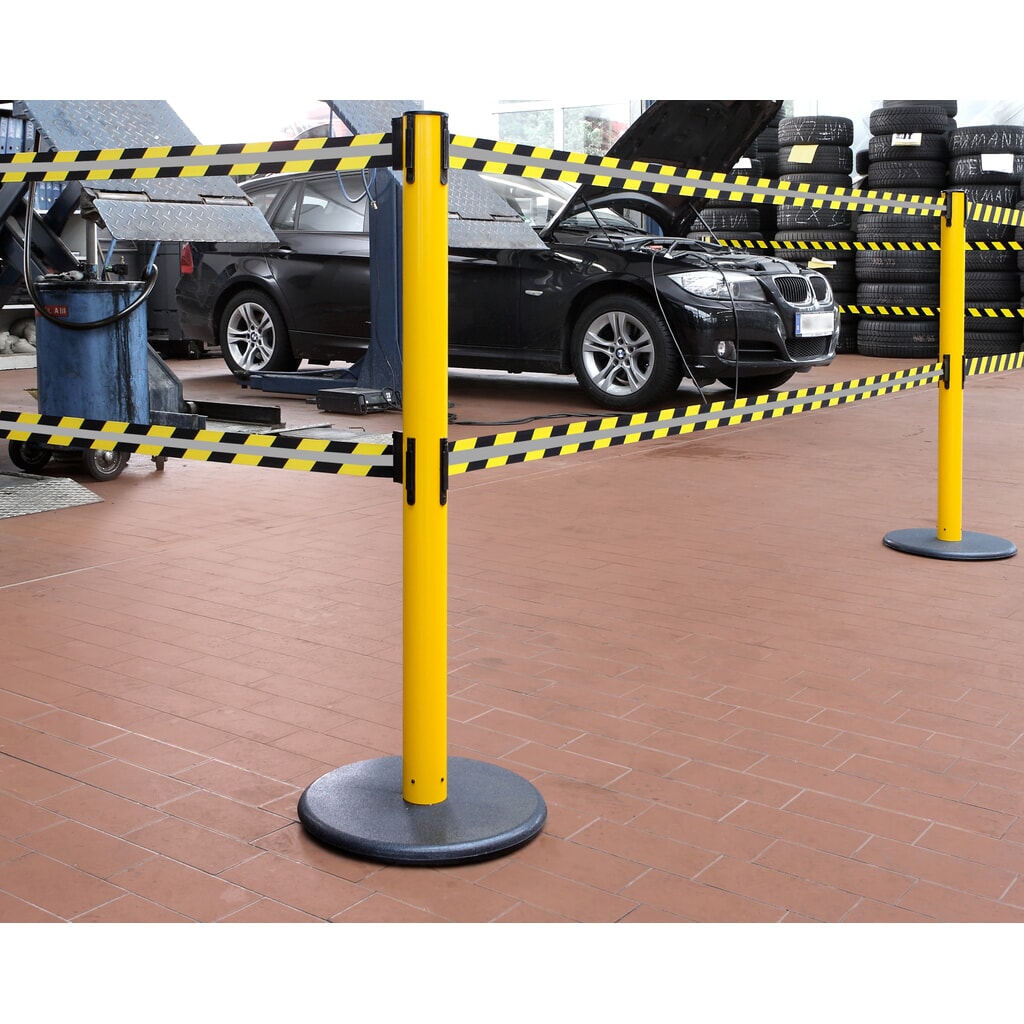 N° de l'image du produit 3 : Potelet de délimitation à double sangle RS-GUIDESYSTEMS® GLA 95-E REFLECTO, longueur 3,5 m, largeur 50 mm, potelet jaune, sangle noir/jaune