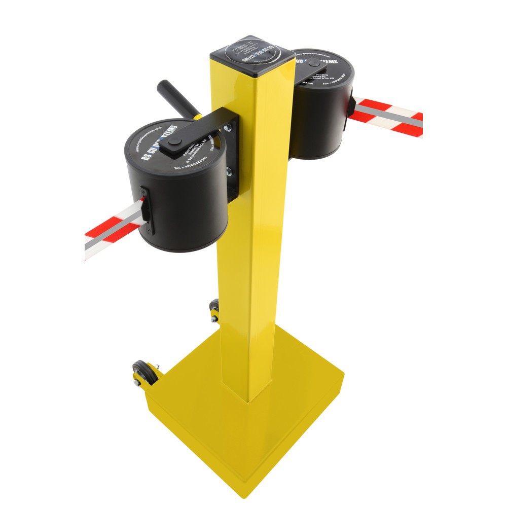 Numéro de l'image du produit 3: Potelet de délimitation RS-GUIDESYSTEMS® GLA 2000-E REFLECTO, longueur 2x 18 m, largeur 50 mm, potelet jaune, sangle rouge/blanc