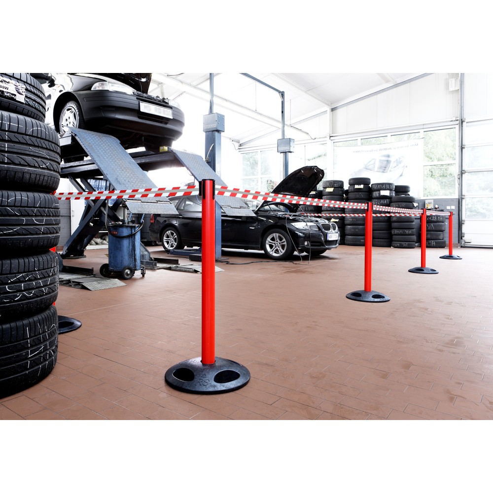 N° de l'image du produit 2 : Potelet de délimitation RS-GUIDESYSTEMS® GLA 25-D REFLECTO, longueur 3,5 m, largeur 50 mm, potelet rouge, sangle rouge/blanc