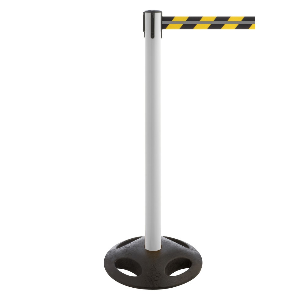 Numéro de l'image du produit 1: Potelet de délimitation RS-GUIDESYSTEMS® GLA 25-M REFLECTO, longueur 3,5 m, largeur 50 mm, potelet blanc, sangle noir/jaune