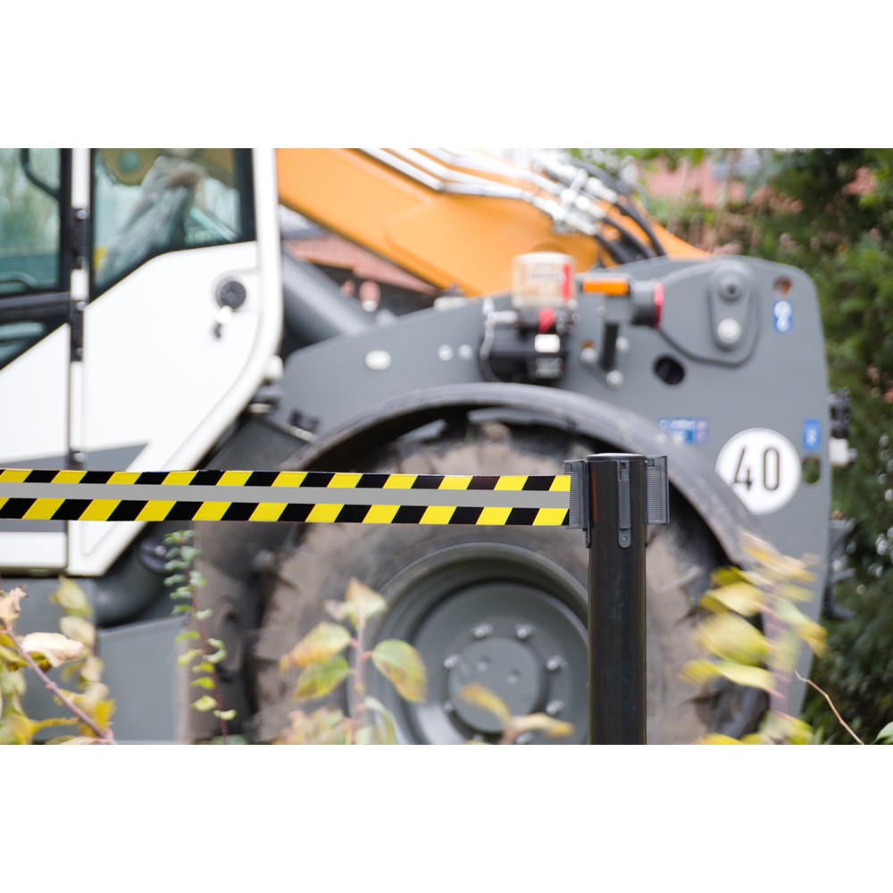 N° de l'image du produit 3 : Potelet de délimitation RS-GUIDESYSTEMS® GLA 25-J REFLECTO, longueur 3,5 m, largeur 50 mm, potelet noir, sangle noir/jaune