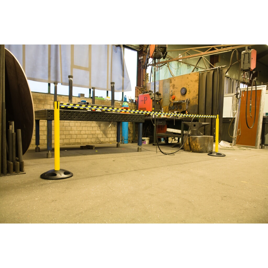 Potelet de délimitation RS-GUIDESYSTEMS® GLA 25-E REFLECTO, longueur 3,5 m, largeur 50 mm, potelet jaune, sangle noir/jaune N° de l'image du produit 3 : Potelet de délimitation RS-GUIDESYSTEMS® GLA 25-E REFLECTO, longueur 3,5 m, largeur 50 mm, potelet jaune, sangle noir/jaune