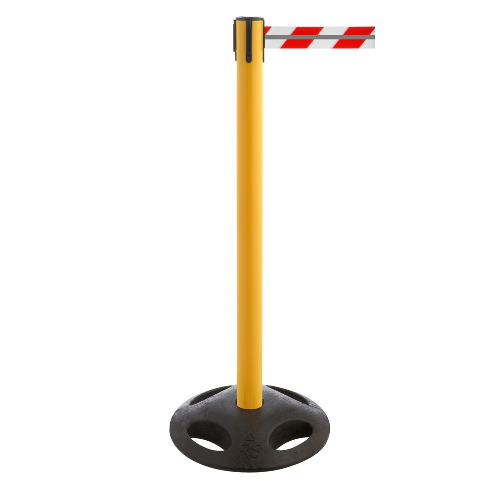 Numéro de l'image du produit 1: Potelet de délimitation RS-GUIDESYSTEMS® GLA 25-E REFLECTO, longueur 3,5 m, largeur 50 mm, potelet jaune, sangle rouge/blanc