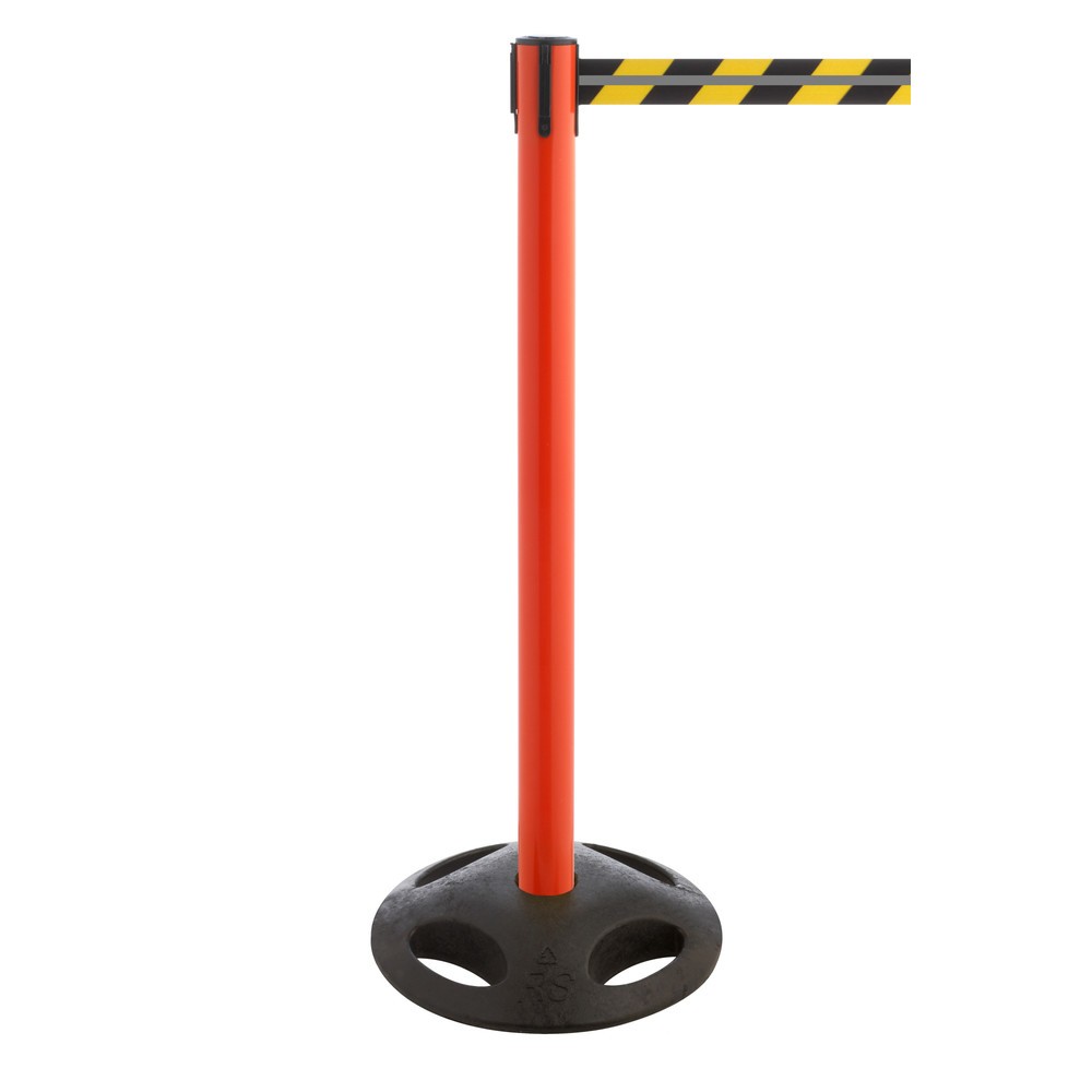 Numéro de l'image du produit 1: Potelet de délimitation RS-GUIDESYSTEMS® GLA 25-D REFLECTO, longueur 3,5 m, largeur 50 mm, potelet rouge, sangle noir/jaune