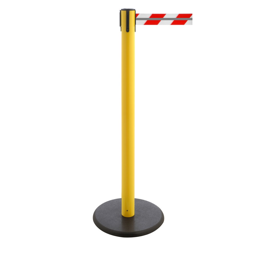 Numéro de l'image du produit 1: Potelet de délimitation RS-GUIDESYSTEMS® GLA 28-E REFLECTO, longueur 2,3 m, largeur 50 mm, potelet jaune, sangle rouge/blanc