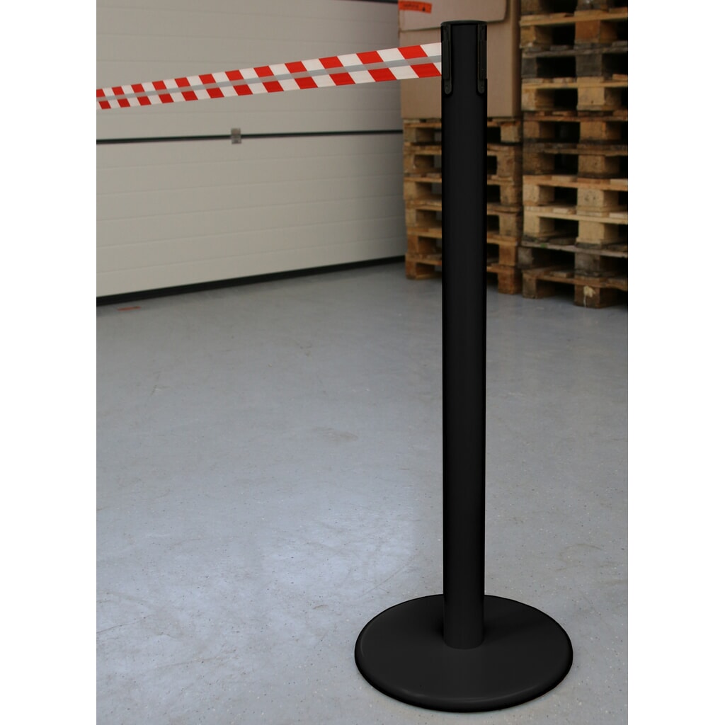 N° de l'image du produit 4 : Potelet de délimitation RS-GUIDESYSTEMS® GLA 45-J REFLECTO, longueur 3,5 m, largeur 50 mm, potelet noir, sangle rouge/blanc