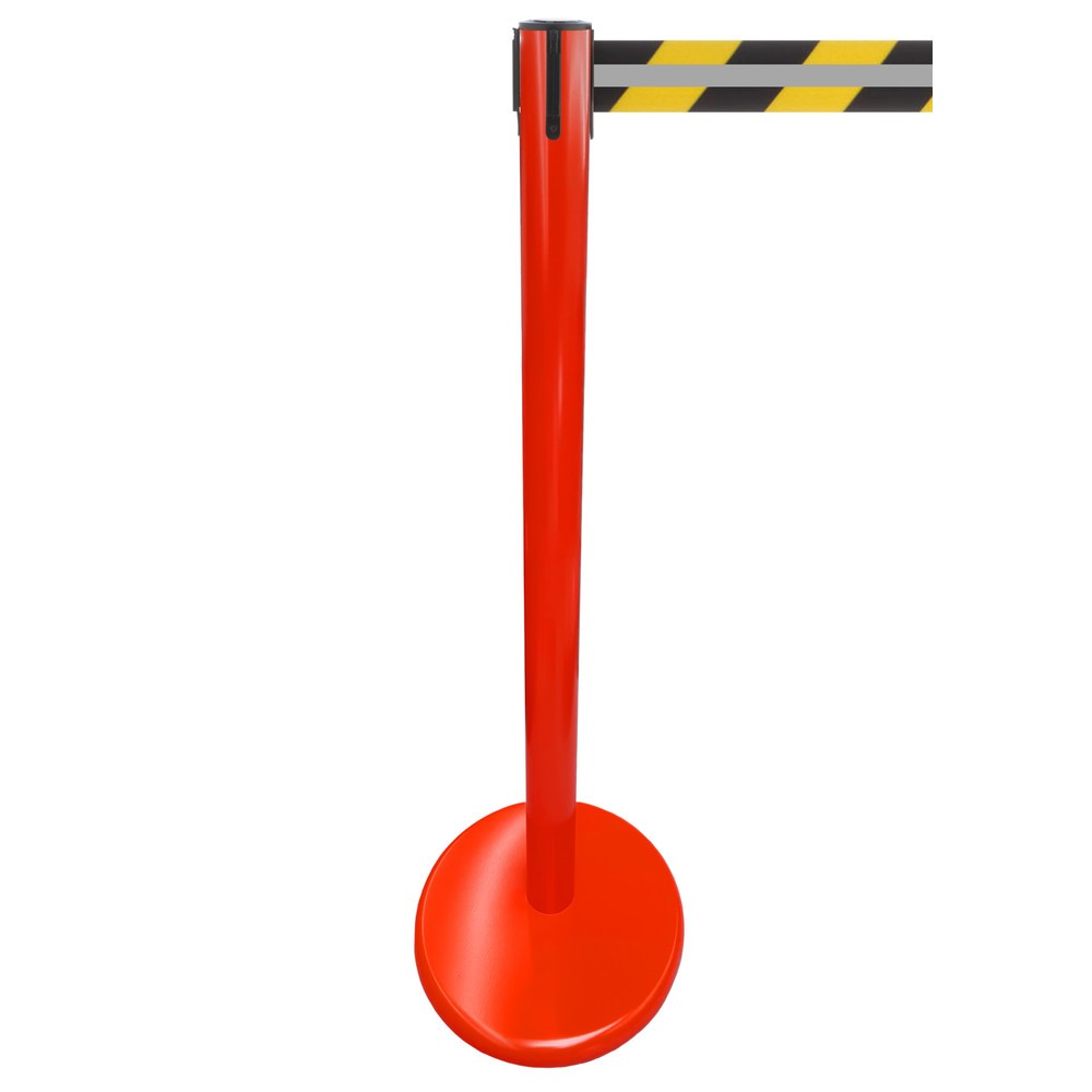 N° de l'image du produit 1 : Potelet de délimitation RS-GUIDESYSTEMS® GLA 45-D REFLECTO, longueur 3,5 m, largeur 50 mm, potelet rouge, sangle noir/jaune