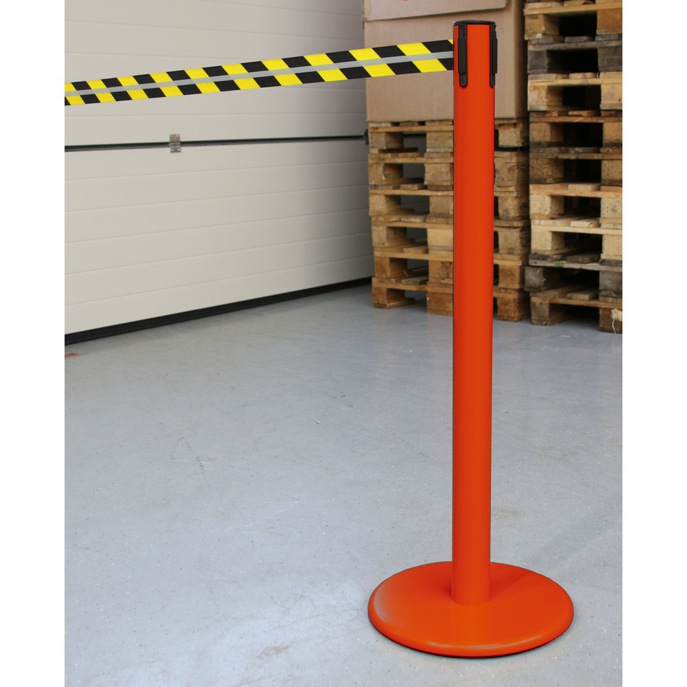 N° de l'image du produit 4 : Potelet de délimitation RS-GUIDESYSTEMS® GLA 45-D REFLECTO, longueur 3,5 m, largeur 50 mm, potelet rouge, sangle noir/jaune
