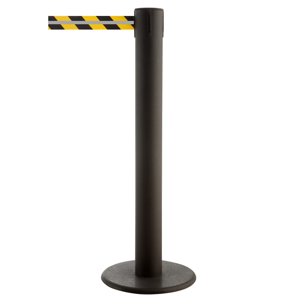 Numéro de l'image du produit 1: Potelet de délimitation RS-GUIDESYSTEMS® GLA 85-J REFLECTO, longueur 7 m, largeur 50 mm, potelet noir, sangle noir/jaune