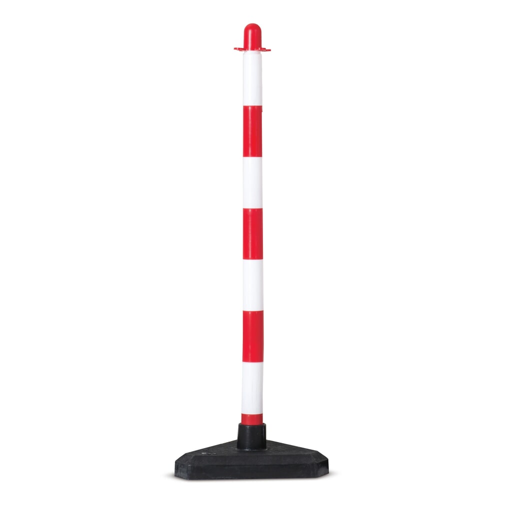 Illustration du produit: Potelet à chaîne simple, pied en plastique (triangle), rouge/blanc
