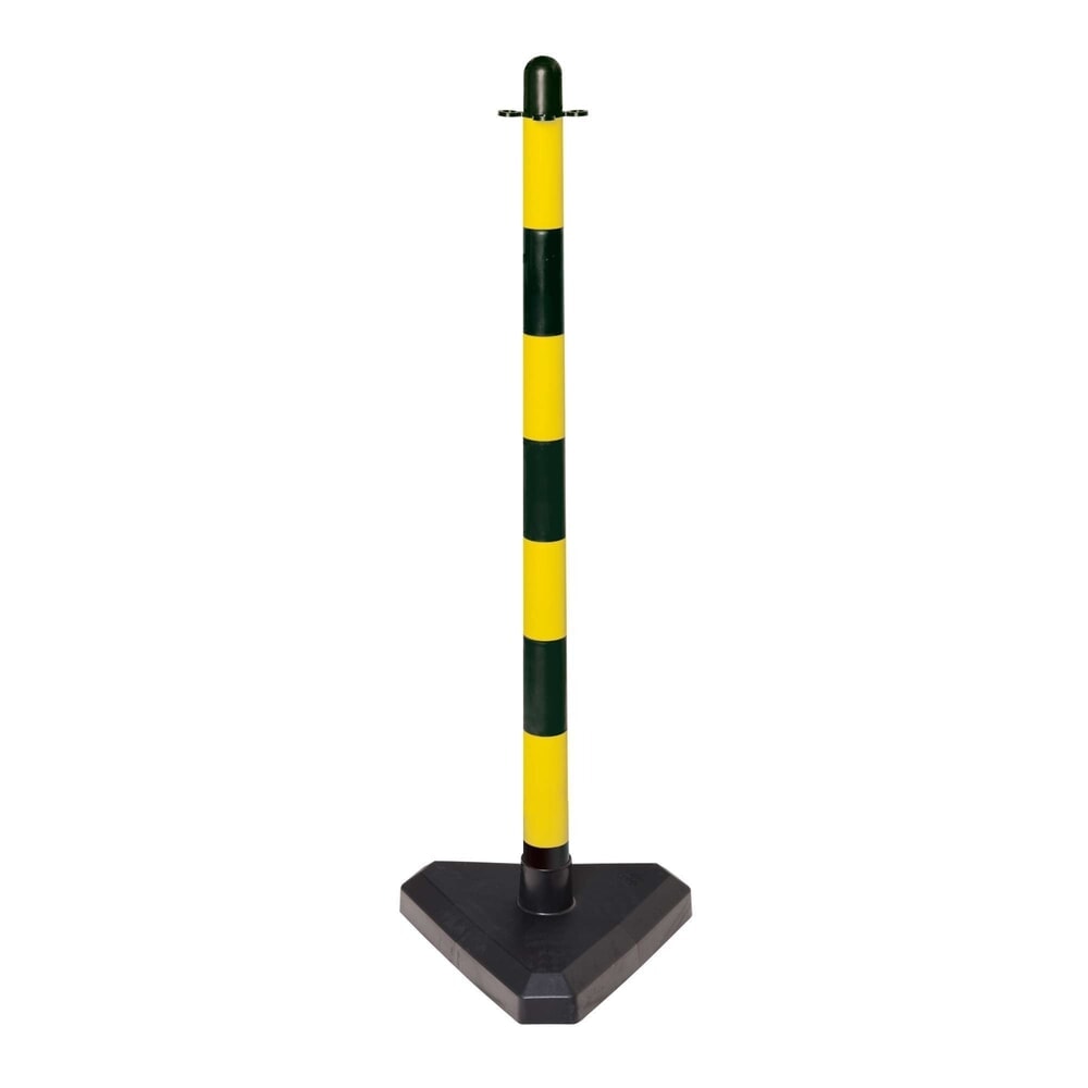 N° de l'image du produit 1 : Potelet à chaîne simple, pied en plastique (triangle), noir/jaune