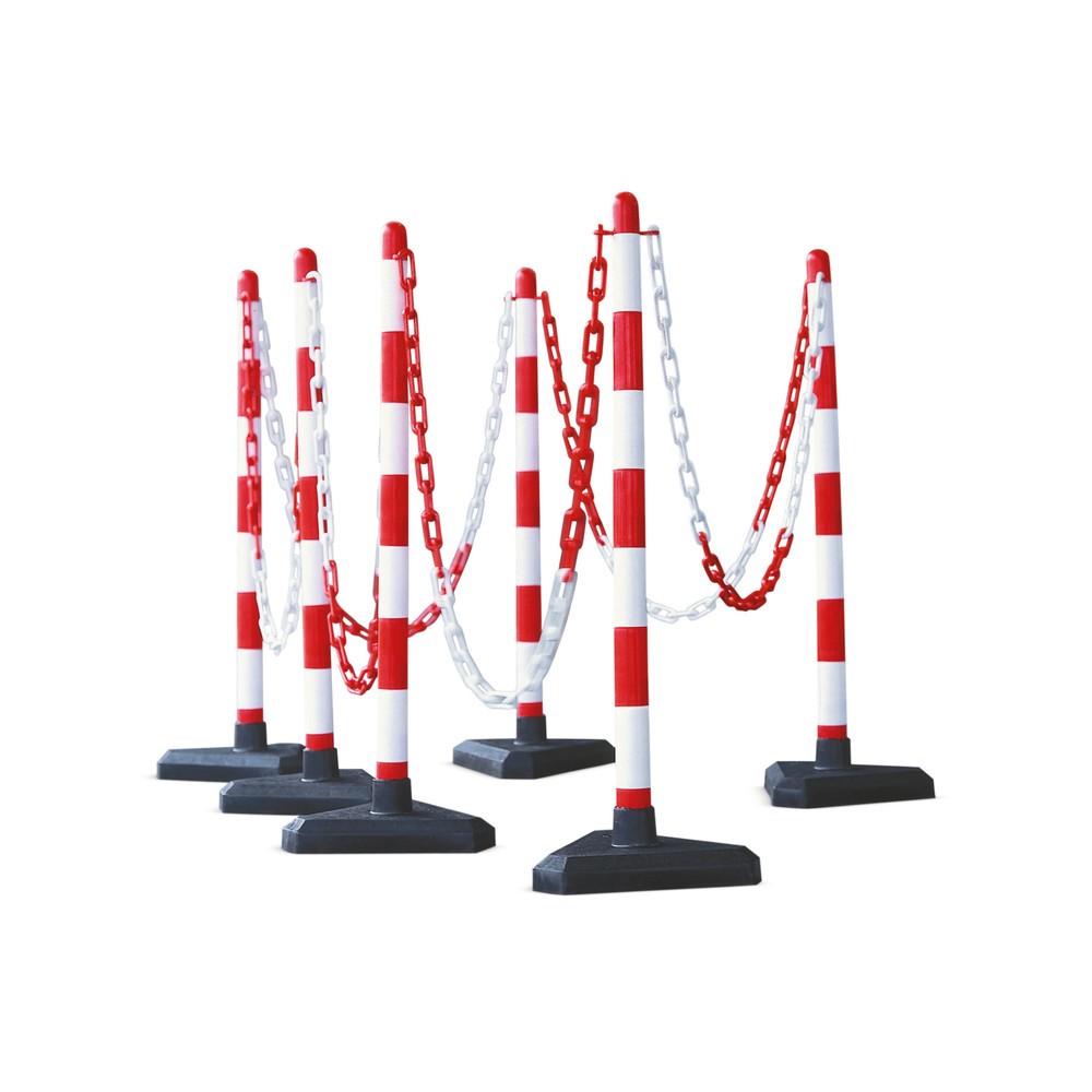 Numéro de l'image du produit 1: Potelet à chaîne en lot, pied en plastique (triangle), rouge/blanc