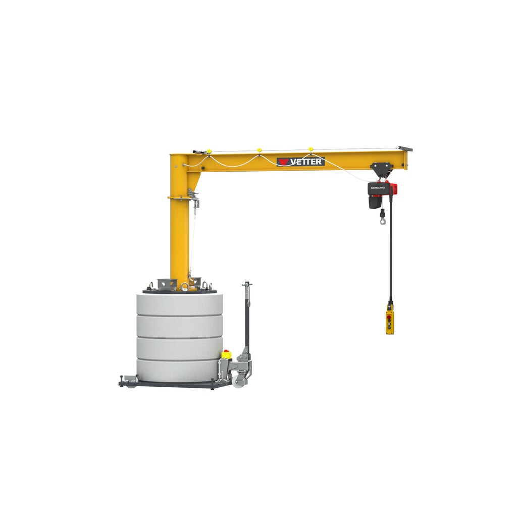 N° de l'image du produit 3 : Potence VETTER®, palan électrique à chaîne électrique LIFTKET inclus, version mobile, plage de pivotement de 360°, portée 3 000 mm, capacité de charge 125 kg