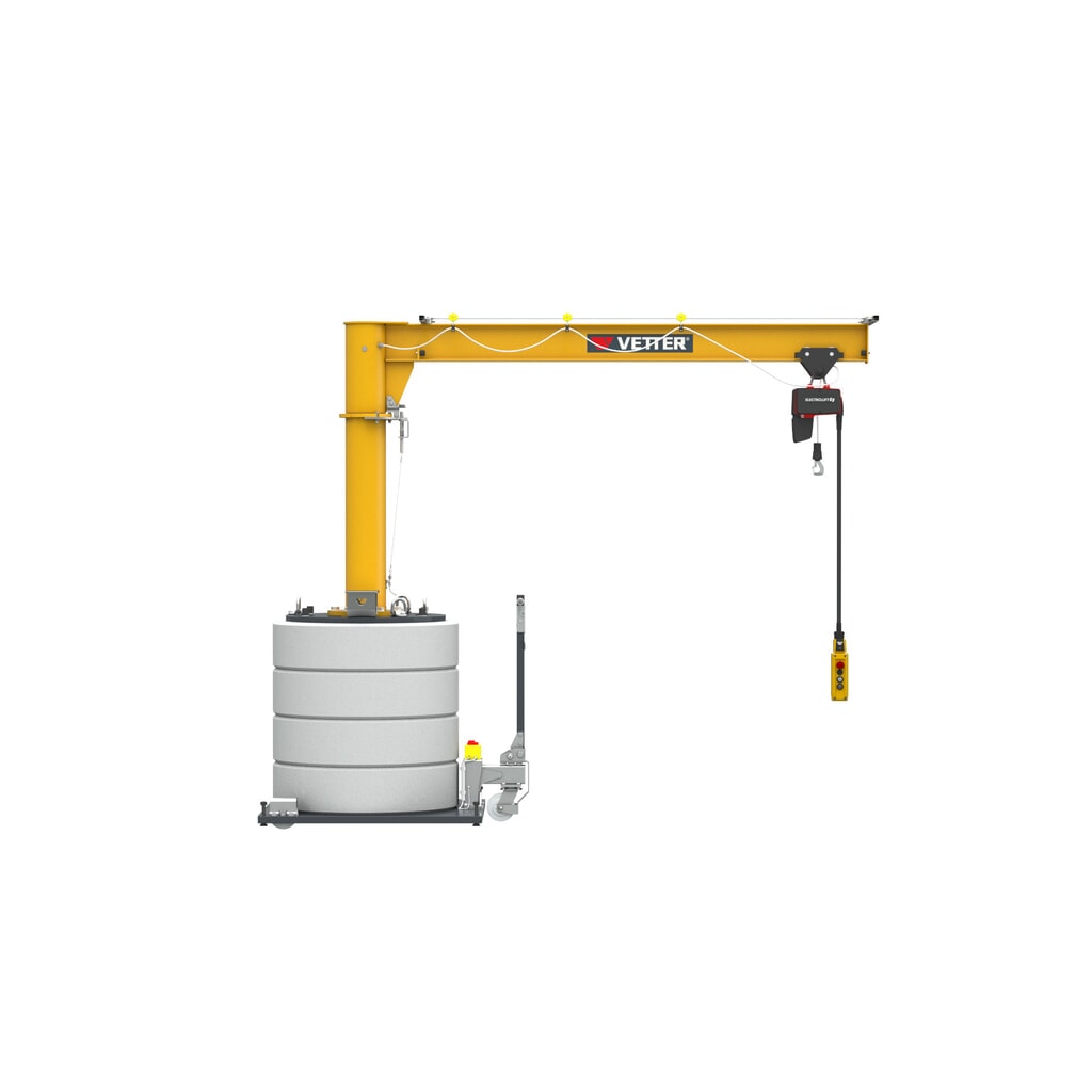 Potence VETTER®, palan électrique à chaîne électrique LIFTKET inclus, version mobile, plage de pivotement de 360°, portée 3 000 mm, capacité de charge 125 kg N° de l'image du produit 1 : Potence VETTER®, palan électrique à chaîne électrique LIFTKET inclus, version mobile, plage de pivotement de 360°, portée 3 000 mm, capacité de charge 125 kg