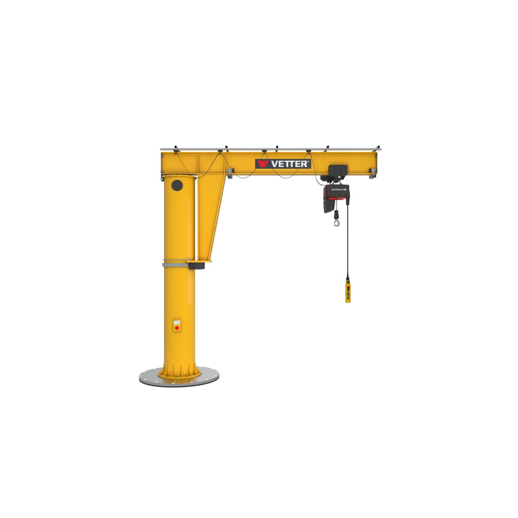 Potence VETTER®, palan électrique à chaîne LIFTKET inclus, version sur fût, plage de pivotement de 360°, portée 3 000 mm, palan électrique à chaîne LIFTKET inclus, capacité de charge 125 kg Illustration du produit: Potence VETTER®, palan électrique à chaîne LIFTKET inclus, version sur fût, plage de pivotement de 360°, portée 3 000 mm, palan électrique à chaîne LIFTKET inclus, capacité de charge 125 kg